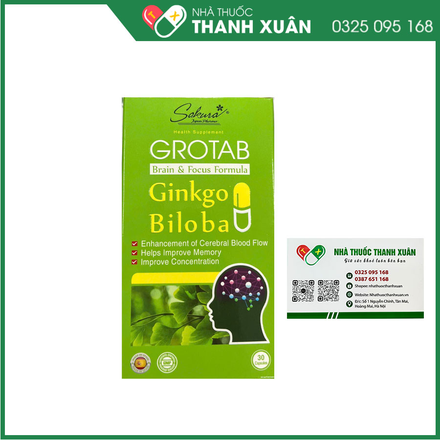 Viên uống bổ não Grotab viên uống bổ não, tăng cường lưu thông máu